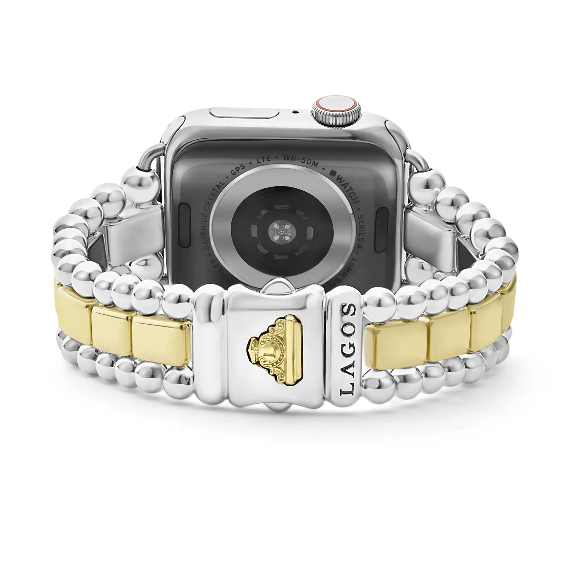 18K Gold and Sterling Silver Single Diamond Watch Bracelet-38-45mm