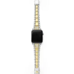 18K Gold and Sterling Silver Single Diamond Watch Bracelet-42-49mm
