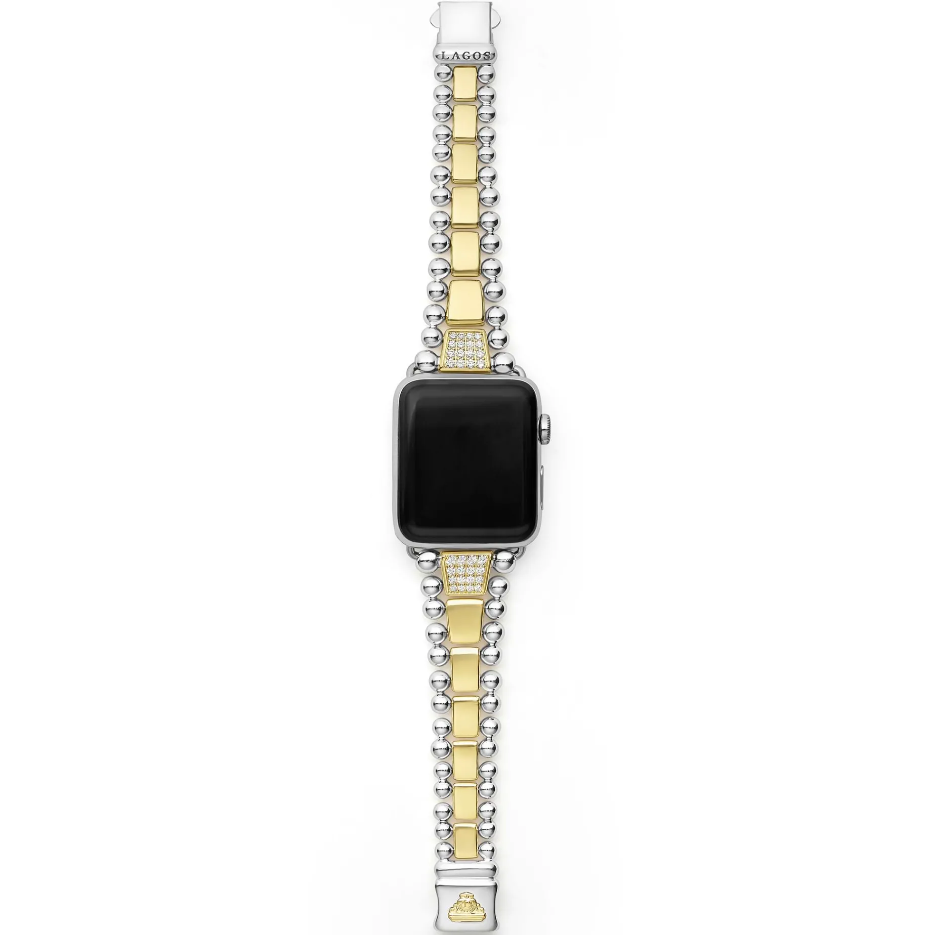 18K Gold and Sterling Silver Single Diamond Watch Bracelet-42-49mm