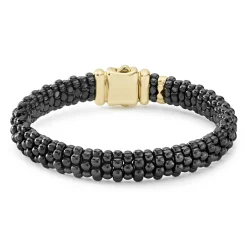 18K Gold Black Ceramic Beaded Bracelet