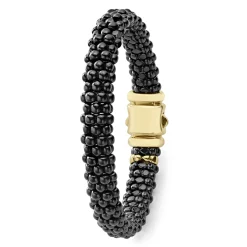 18K Gold Black Ceramic Beaded Bracelet