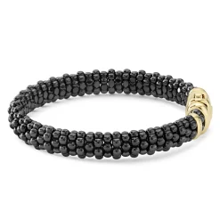 18K Gold Black Ceramic Beaded Bracelet