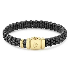 18K Gold Black Ceramic Beaded Bracelet