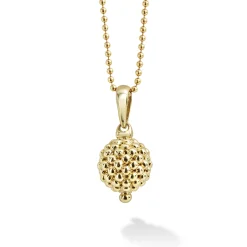 18K Gold Caviar Beaded Pendant Necklace