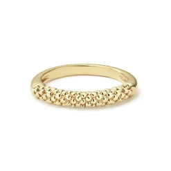 18K Gold Caviar Beaded Stacking Ring
