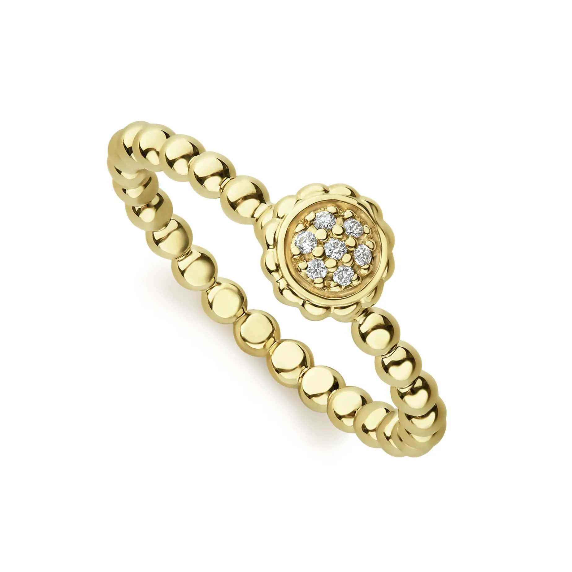 18K Gold Caviar Diamond Ring