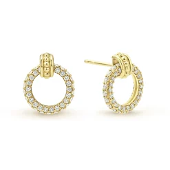 18K Gold Circle Diamond Stud Earrings