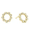 18K Gold Circle Diamond Stud Earrings