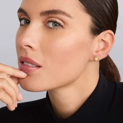 18K Gold Circle Stud Earrings
