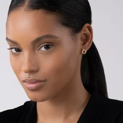 18K Gold Circle Stud Earrings