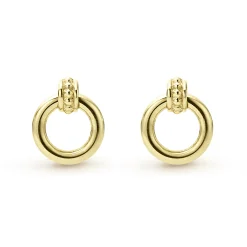 18K Gold Circle Stud Earrings