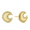 18K Gold Crescent Stud Earrings
