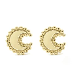 18K Gold Crescent Stud Earrings