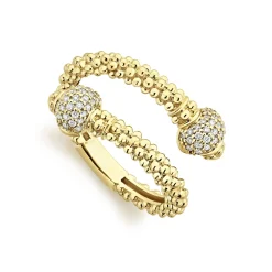 18K Gold Diamond Ball Wrap Ring
