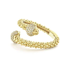 18K Gold Diamond Ball Wrap Ring