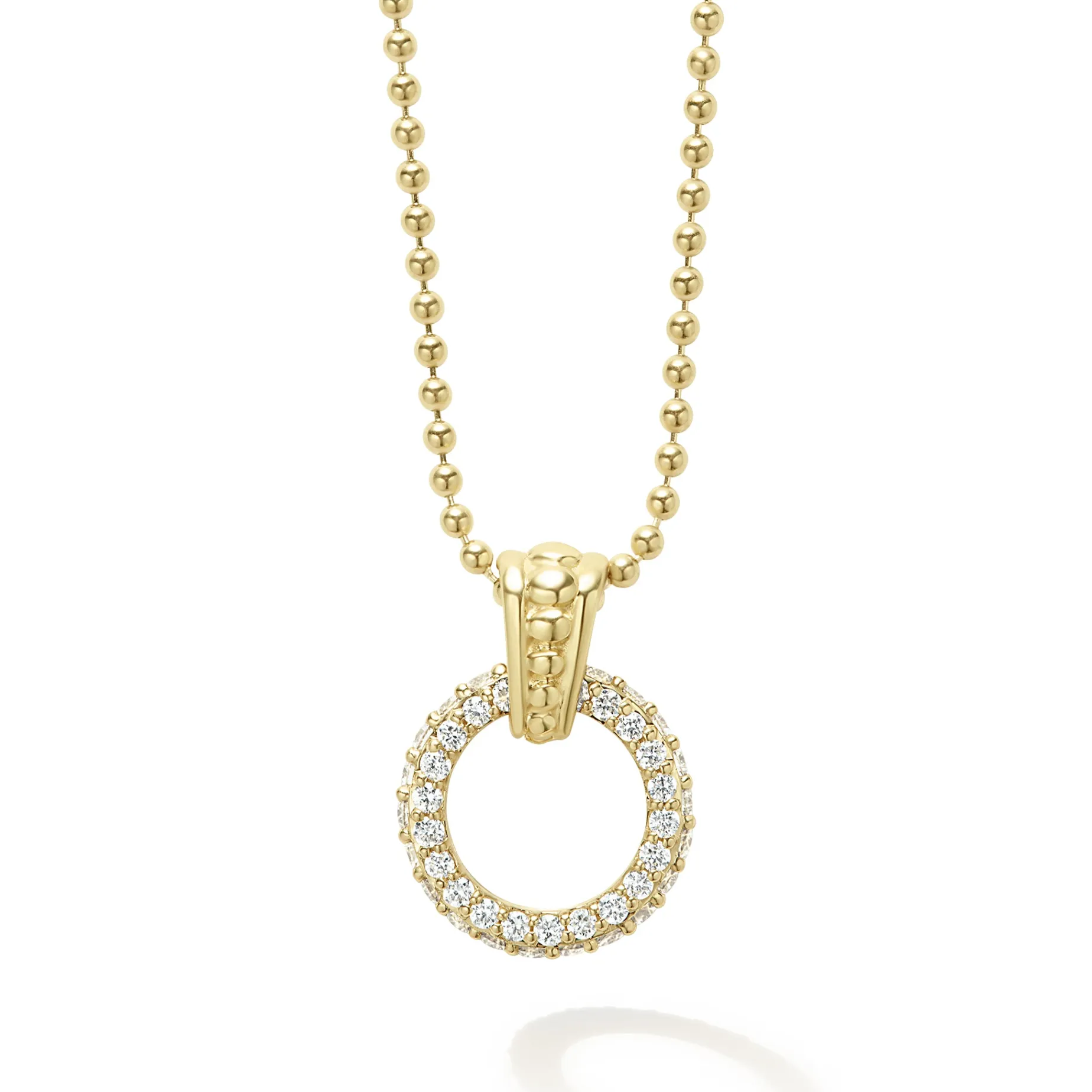 18K Gold Diamond Circle Pendant Necklace
