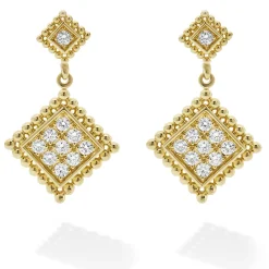 18K Gold Diamond Drop Earrings