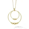 18K Gold Double Circle Bead Pendant Necklace