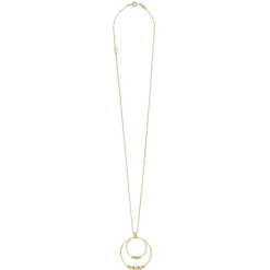 18K Gold Double Circle Bead Pendant Necklace