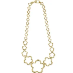 18K Gold Floral Link Necklace