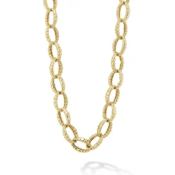 18K Gold Fluted Link Necklace