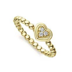 18K Gold Heart Diamond Ring