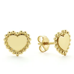 18K Gold Heart Stud Earrings