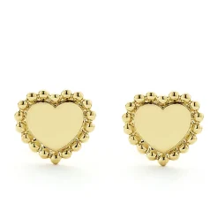 18K Gold Heart Stud Earrings
