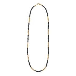 18K Gold Large Station Ceramic Beaded Necklace | 3mm