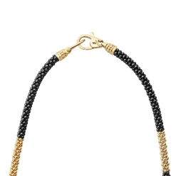 18K Gold Large Station Ceramic Beaded Necklace | 3mm
