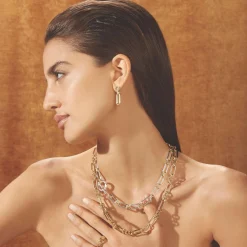 18K Gold Link Drop Earrings