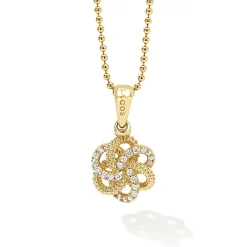 18K Gold Love Knot Diamond Pendant Necklace