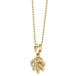 18K Gold Love Knot Diamond Pendant Necklace
