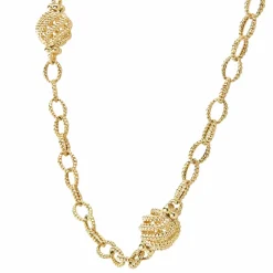 18K Gold Open Ball Link Necklace
