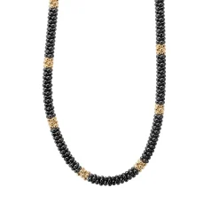 18K Gold Small Station Ceramic Beaded Necklace | 5mm