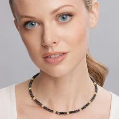 18K Gold Small Station Ceramic Beaded Necklace | 5mm