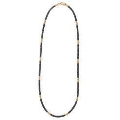 18K Gold Small Station Ceramic Beaded Necklace | 3mm