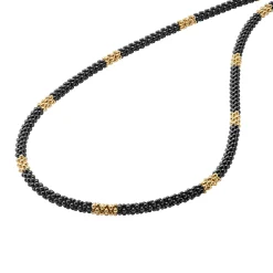 18K Gold Small Station Ceramic Beaded Necklace | 3mm
