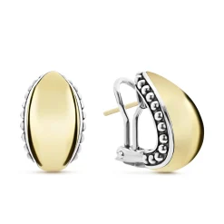 18K Gold Station Caviar Huggie Earrings