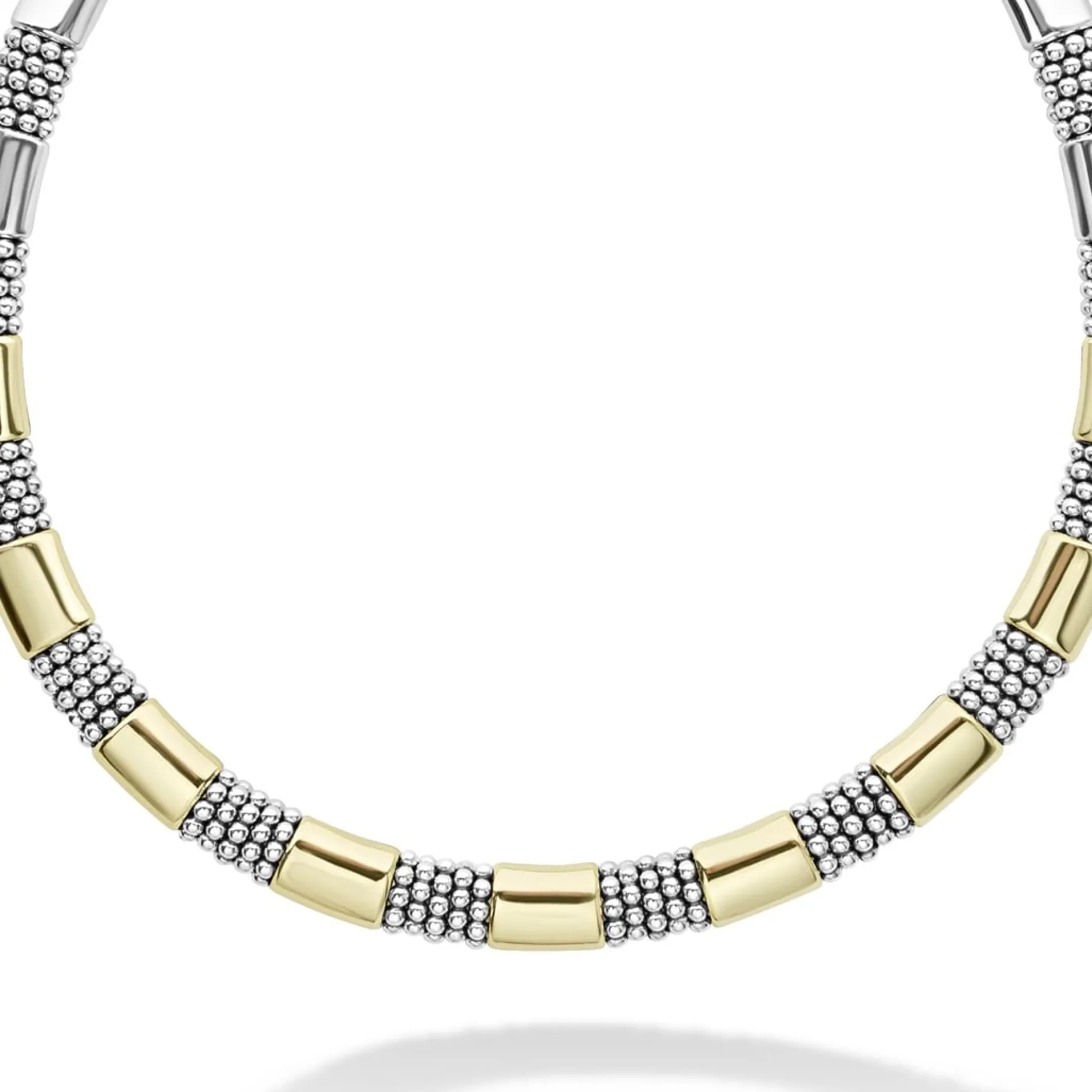 18K Gold Station Caviar Necklace | 12mm