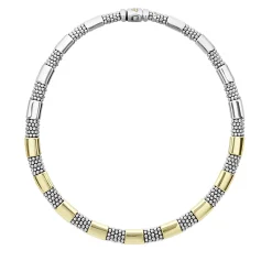 18K Gold Station Caviar Necklace | 12mm