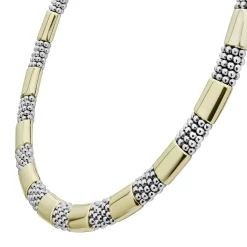 18K Gold Station Caviar Necklace | 12mm