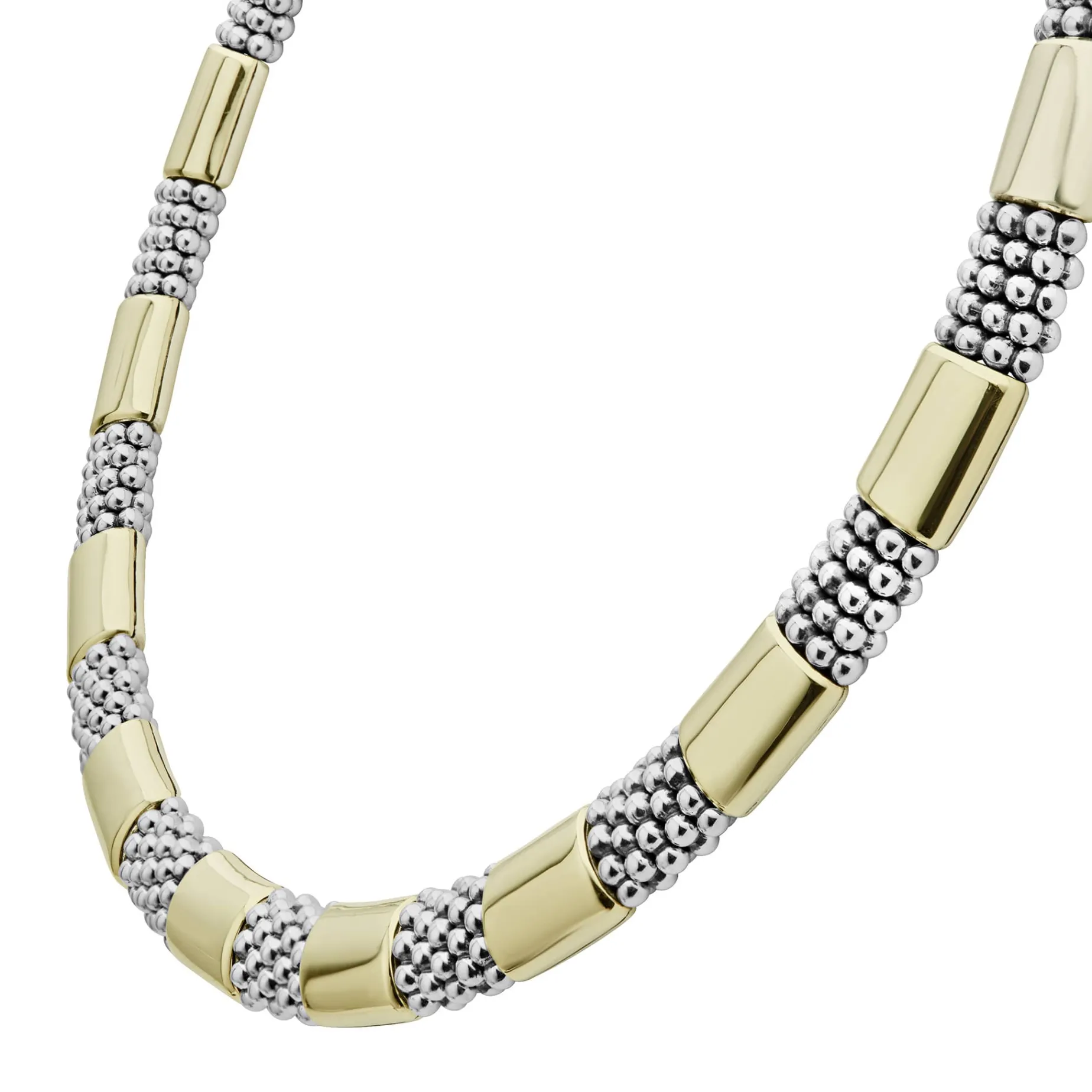 18K Gold Station Caviar Necklace | 12mm