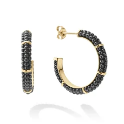 18K Gold Station Ceramic Beaded Hoop Earrings