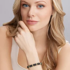 18K Gold Station Ceramic Beaded Bracelet | 9mm