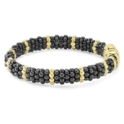 18K Gold Station Ceramic Beaded Bracelet | 9mm
