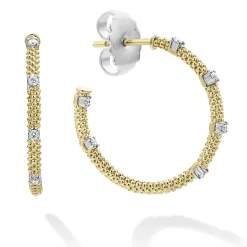 18K Gold Superfine Diamond Hoop Earrings