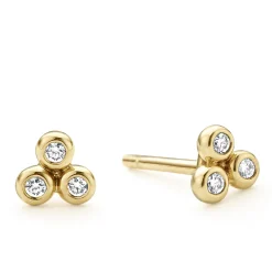 18K Gold Triangle Diamond Stud Earrings