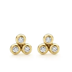 18K Gold Triangle Diamond Stud Earrings