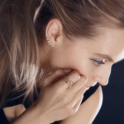 18K Gold Triangle Diamond Stud Earrings